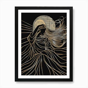 Moon And The Woman Art Print