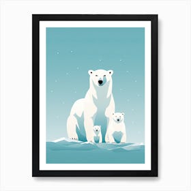 Snowy Embrace; Oil Painted Polar Bear Family Art Print