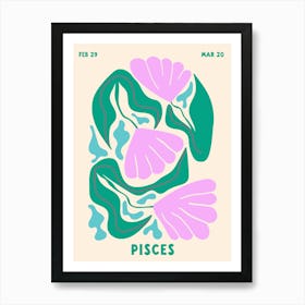 Pisces Print Zodiac Poster Astrology Wall Decor Flower Market Botanical Art Print