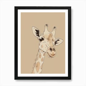 Giraffe - Boho, Line Art Art Print