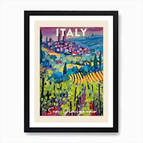 San Gimignano Italy 1 Fauvist Painting Travel Poster Art Print