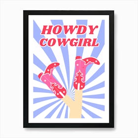 Howdy Cowgirl Pink Art Print