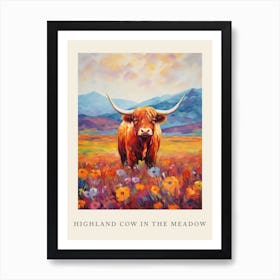 Highland Cow In The Meadow Art Print