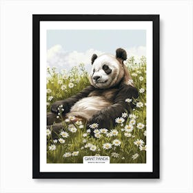 Giant Panda Resting In A Field Of Daisies Poster 3 Art Print