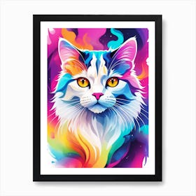 Colorful Cat Painting 2 Art Print