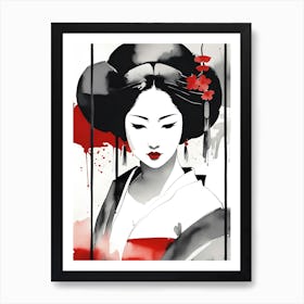 Traditional Japanese Art Style Geisha Girl 19 Art Print