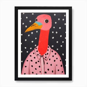 Pink Polka Dot Ostrich Art Print