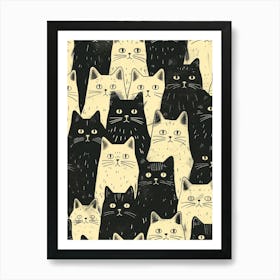 Perfectly Repeatable Artwork With Cute Cat Faces 35 Art Print