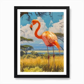 Greater Flamingo Lake Nakuru Nakuru Kenya Tropical Illustration 4 Art Print