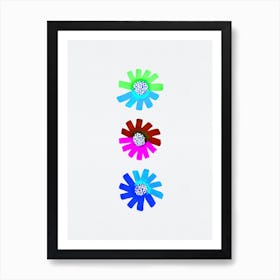 Fancy Florals Trio Baby Blue Art Print