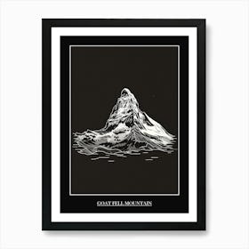 Goat Fell Mountain Line Drawing 1 Poster Art Print