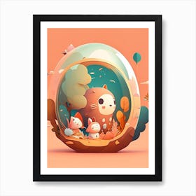 Exploration Kawaii Kids Space Art Print