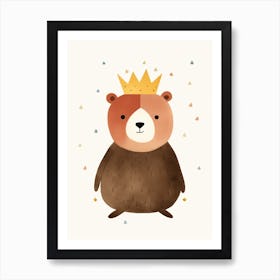 Little Brown Bear 8 Wearing A Crown Art Print