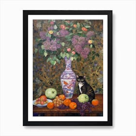 Lilac With A Cat 1 William Morris Style Art Print