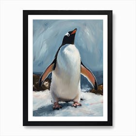 Adlie Penguin Petermann Island Oil Painting 2 Art Print