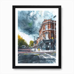 Newham London Borough   Street Watercolour 3 Art Print