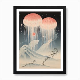 Moon Jellyfish Traditional Japanese Illustration 1 Art Print