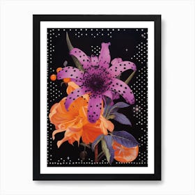 Surreal Florals Lilac 4 Flower Painting Art Print