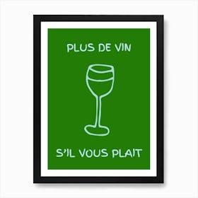 Wine Glass Kitchen Poster Bright Green Art Print