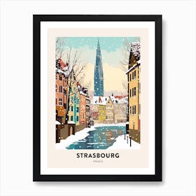 Vintage Winter Travel Poster Strasbourg France 2 Art Print