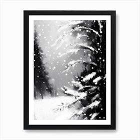 Snowfall, Snowflakes, Black & White 2 Art Print