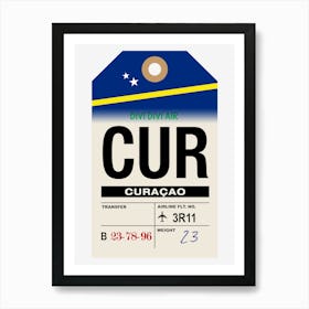 Curaçao (CUR) Caribbean Netherlands Vintage Airline Luggage Tag Art Print