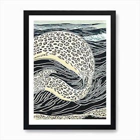 Leopard Seal II Linocut Art Print