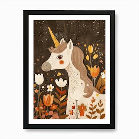 Unicorn In The Meadow Muted Pastels 4 Art Print