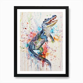 Alligator Colourful Watercolour 2 Art Print