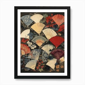 Japanese Fans Sensu Illustration 5 Art Print