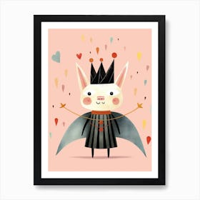 Little Bat Wearing A Crown Art Print