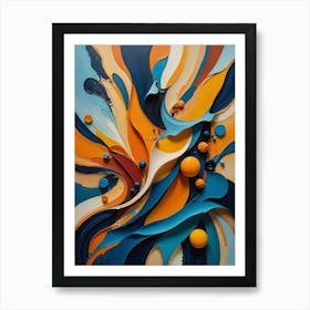 Abstract Painting Contours of Serenity 1 Art Print