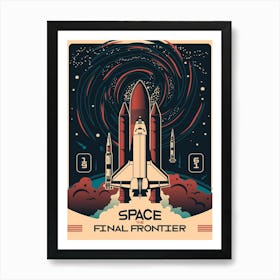 Space Vertical Rocket Night Star Sky Art Print