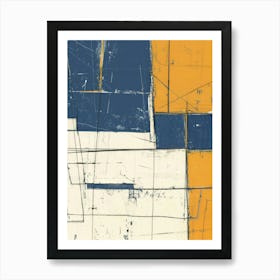 Abstract Blue And Yellow Painting Art Print