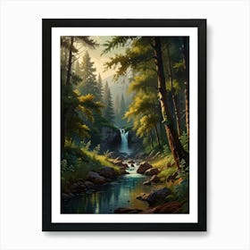 Waterfall In The Forest Art Print