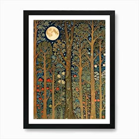 William Morris Moonlight In The Forest 140 Art Print