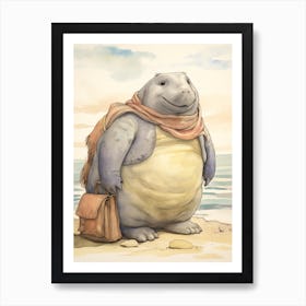 Storybook Animal Watercolour Elephant Seal Art Print