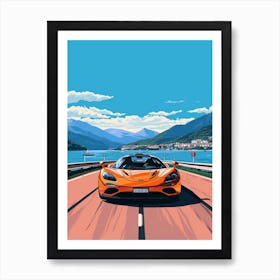 A Mclaren F1 Car In The Lake Como Italy Illustration 1 Art Print