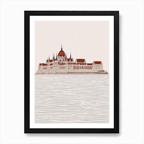 Danube Promenade Budapest Boho Landmark Illustration Art Print