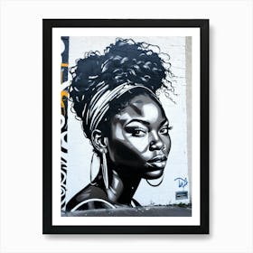 Graffiti Mural Of Beautiful Black Woman 37 Art Print