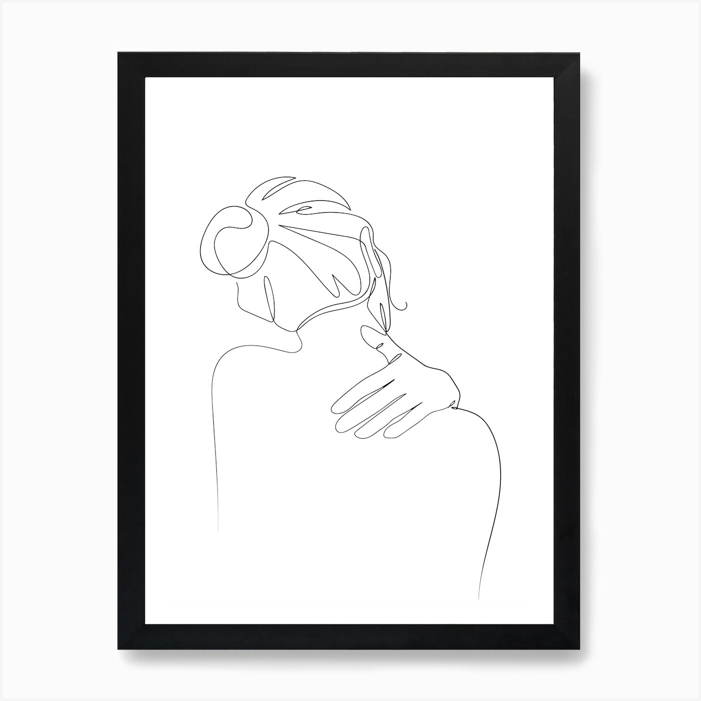 Line Art Woman's Back, Minimal Line Art, Simple Fleece Blanket