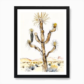 Joshua Trees In Mojave Desert Minimilist Watercolour  (4) Art Print