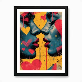 Kissing Lovers vibrant pop art Art Print