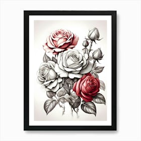 Roses In A Vase 3 Art Print