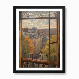 A Window View Of Paris In The Style Of Art Nouveau 2 Art Print