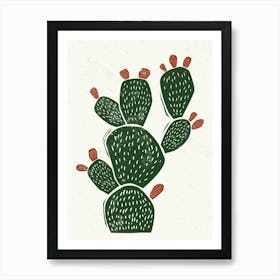 Cactus Linocut 1 Art Print