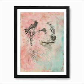 Colourful Polish Lowland Sheepdog Dog Line Illustration 3 Art Print