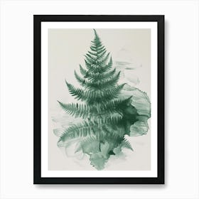 Green Ink Painting Of A Upside Down Fern 2 Art Print