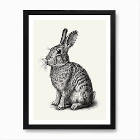 Dutch Blockprint Rabbit Illustration 2 Art Print