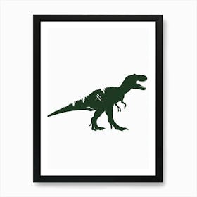 Green Dinosaur Silhouette 11 Art Print